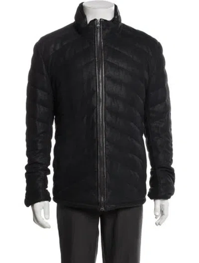 Pre-owned Robert Comstock Leather Puffer Coat In Black