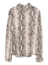 Robert Friedman Snakeskin-print Button-up Shirt In Brown