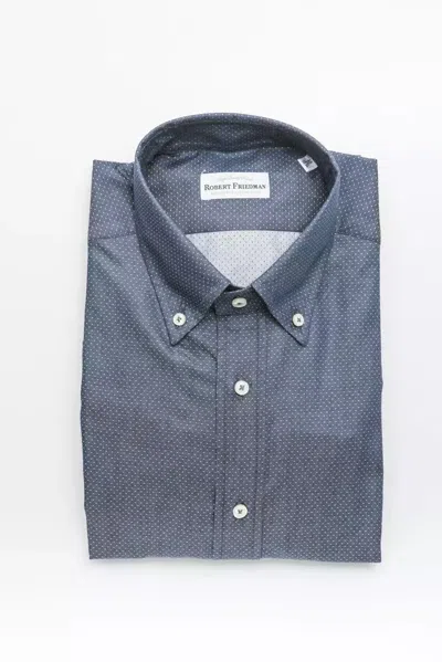 Robert Friedman Mini-dot Cotton Shirt In Blue