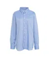 Robert Friedman Button-down Cotton Shirt With Rounded Hem In Blue