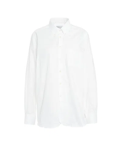 Robert Friedman Button-down Cotton Shirt With Rounded Hem In White