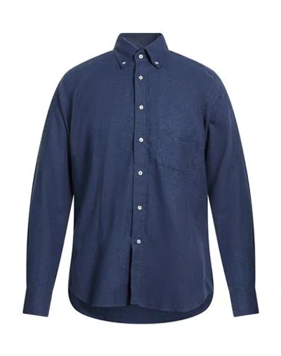 Robert Friedman Man Shirt Navy Size 17 Cotton In Blue