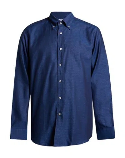 Robert Friedman Man Shirt Navy Size 17 ¾ Cotton, Lyocell In Multi
