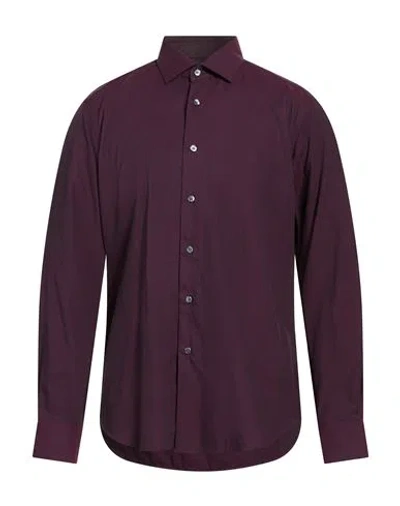 Robert Friedman Man Shirt Plum Size 17 ¾ Cotton, Lyocell In Multi