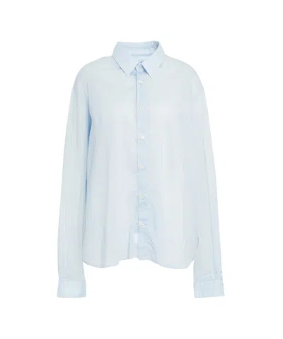 Robert Friedman Semi-transparent Cotton Shirt With Kent Collar In Blue