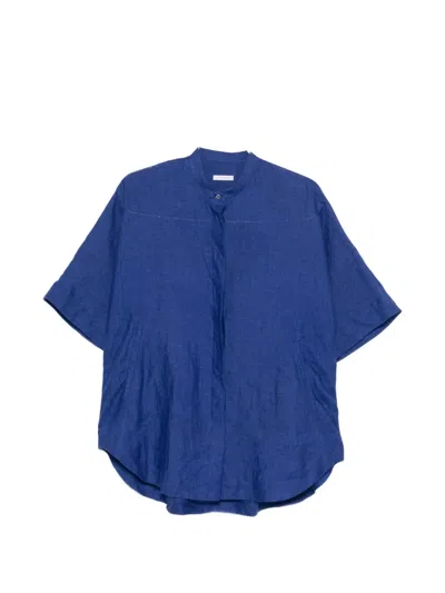 Robert Friedman Short-sleeve Buttoned Blouse In Blue