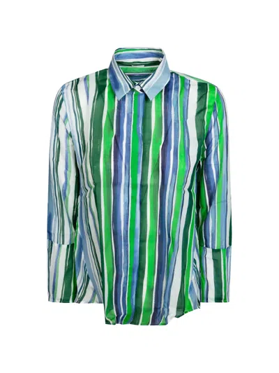 Robert Friedman Striped Shirt In Green