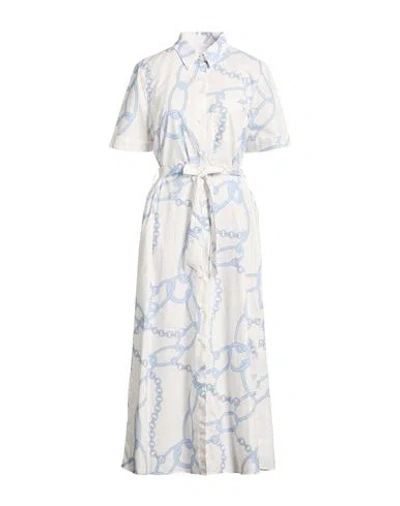 Robert Friedman Woman Maxi Dress Sky Blue Size L Cotton In White