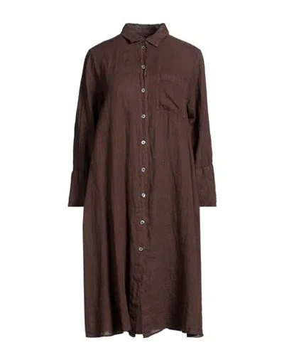 Robert Friedman Woman Midi Dress Chocolate Brown Size S Linen