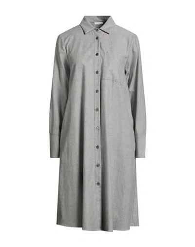 Robert Friedman Woman Midi Dress Grey Size L Cotton In Gray