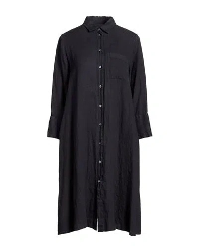 Robert Friedman Woman Midi Dress Midnight Blue Size M Linen In Black