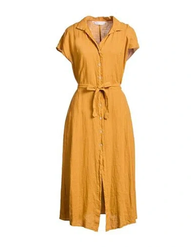 Robert Friedman Woman Midi Dress Mustard Size Xl Linen In Yellow