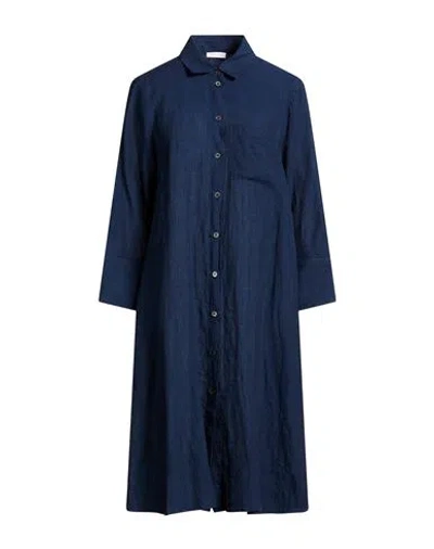 Robert Friedman Woman Midi Dress Navy Size S Linen In Blue
