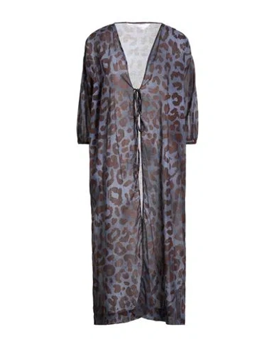 Robert Friedman Woman Overcoat & Trench Coat Navy Size L Linen In Blue