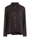 Robert Friedman Woman Shirt Chocolate Brown Size M Polyester, Viscose, Elastane