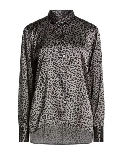 Robert Friedman Woman Shirt Grey Size M Silk, Elastane In Multi