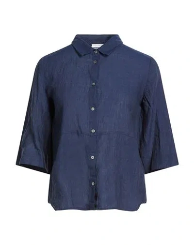 Robert Friedman Woman Shirt Midnight Blue Size L Linen