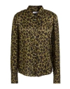 Robert Friedman Woman Shirt Military Green Size M Viscose, Silk In Animal Print