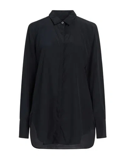 Robert Friedman Woman Shirt Navy Size L Silk, Elastane In Black