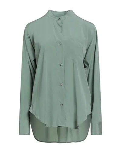 Robert Friedman Woman Shirt Sage Green Size S Silk, Elastane