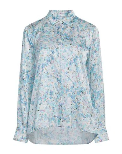 Robert Friedman Woman Shirt Sky Blue Size L Viscose, Silk, Elastane