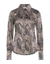 Robert Friedman Woman Shirt Taupe Size M Silk, Elastane In Gray