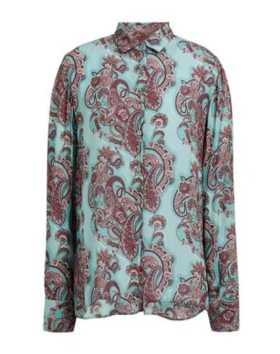 Robert Friedman Woman Shirt Turquoise Size L Viscose, Silk In Blue