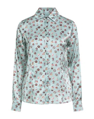 Robert Friedman Woman Shirt Turquoise Size S Silk, Elastane