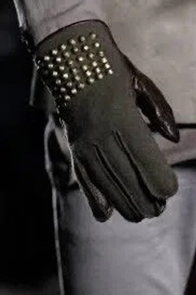 Pre-owned Robert Geller Studded Runway Gloves In Black