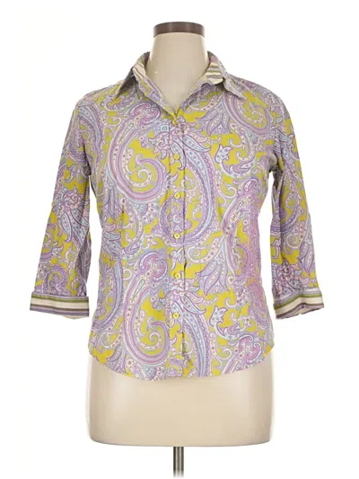 Pre-owned Robert Graham 3/4 Sleeve Button Down Shirt In Purple