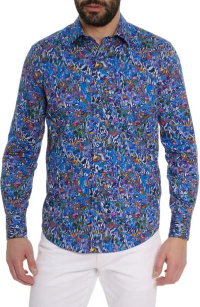 Robert Graham Abstract Print Long Sleeve Shirt In Blue Multi