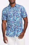 Robert Graham Abstract Print Stretch Cotton Short Sleeve Button-up Shirt In Blue
