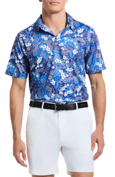 Robert Graham Ace Of Skulls Classic Fit Print Performance Polo In Blue
