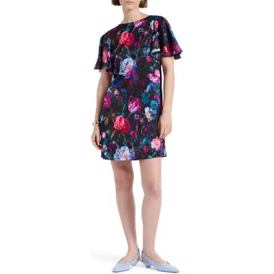 Robert Graham Alara Short Sleeve Cowl Back Shift Dress In Multi