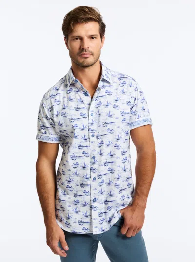 Robert Graham Alboran Short Sleeve Button Down Shirt In Blue