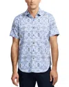 Robert Graham Amagansett Abstract Floral Short Sleeve Stretch Cotton Button-up Shirt In Multi