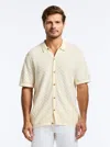 Robert Graham Ames Textured Short Sleeve Cotton Polo Sweater In Cream
