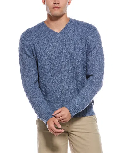 Robert Graham Ansen Wool-blend V-neck Sweater In Blue