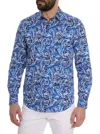 Robert Graham Floral Checks Print Long Sleeve Shirt In Blue