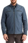 Robert Graham Artino Leather Racing Jacket In Blue