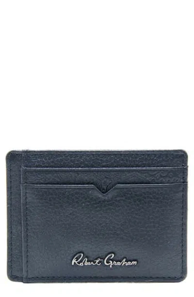 Robert Graham Arvo Leather Card Case In Navy