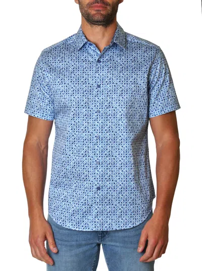 Robert Graham Atkins Short Sleeve Button Down Shirt In Blue