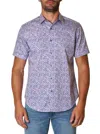 Robert Graham Atkins Short Sleeve Button Down Shirt In Purple