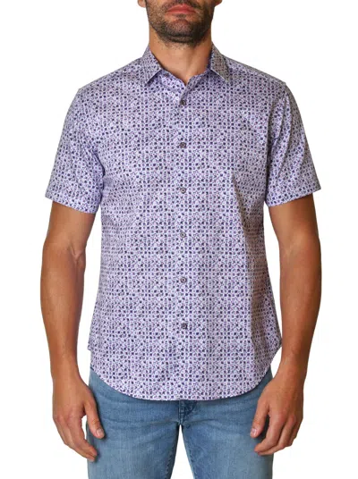 Robert Graham Atkins Short Sleeve Button Down Shirt In Purple