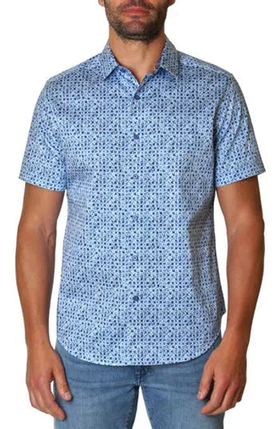 Robert Graham Atkins Short Sleeve Woven Button-up Shirt In Blue