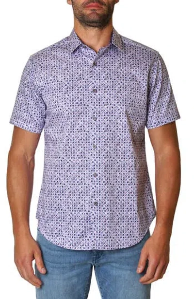 Robert Graham Atkins Short Sleeve Woven Button-up Shirt In Purple