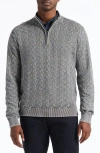 Robert Graham Aubin Basketweave Quarter Zip Sweater In Gray