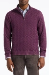 Robert Graham Aubin Basketweave Quarter Zip Sweater In Purple