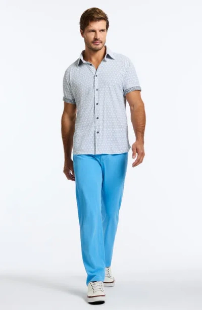 Robert Graham Avalon Classic Fit Star Print Short Sleeve Knit Button-up Shirt In White Multi