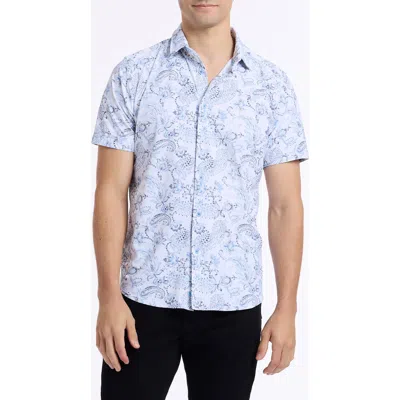 Robert Graham Bascobel Knit Short Sleeve Button-up Shirt In Blue